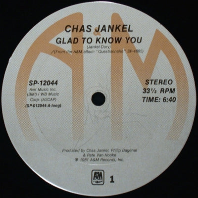 CHAS JANKEL - Glad To Know You / 3.000.000 Synths / Ai No Corrida