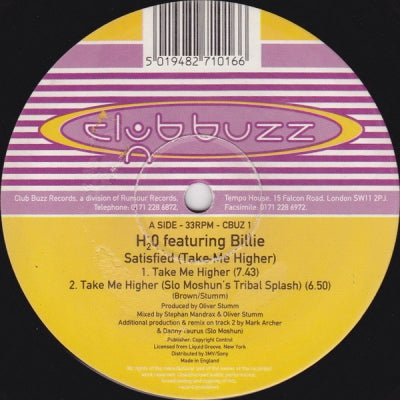 H20 FEAT BILLIE - Satisfied (Take Me Higher)