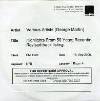 VARIOUS - Produced By George Martin - 50 Years In Recording