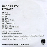 BLOC PARTY - Intimacy