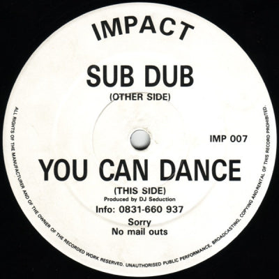 DJ SEDUCTION - Sub Dub / You Can Dance