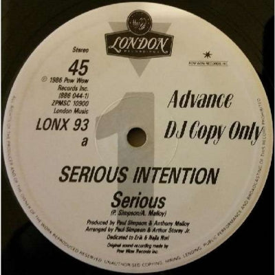 SERIOUS INTENTION - Serious