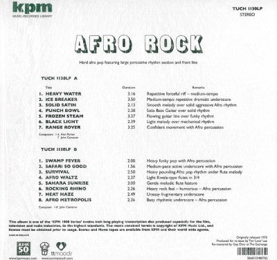 ALAN PARKER & JOHN CAMERON  - Afro Rock - Hard Afro Pop Featuring Large Percussive Rhythm And Front Line.