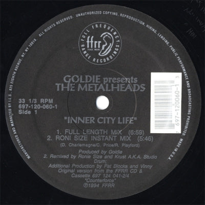 GOLDIE PRESENTS THE METALHEADS - Inner City Life (Remixes)