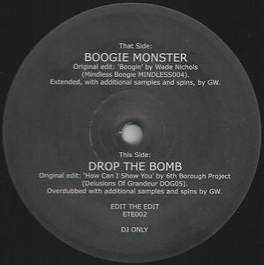 GREG WILSON - Edit The Edit 2 'Boogie Monster' / 'Drop The Bomb'.