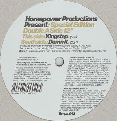 HORSEPOWER PRODUCTIONS - Damn It / Kingstep
