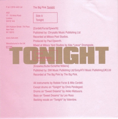 THE BIG PINK - Tonight