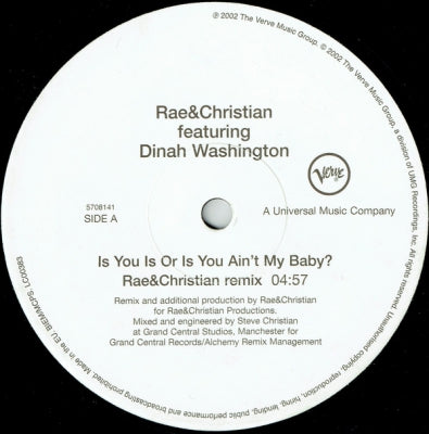 RAE & CHRISTIAN FEATURING DINAH WASHINGTON - Is You Is Or Is You Ain't My Baby?