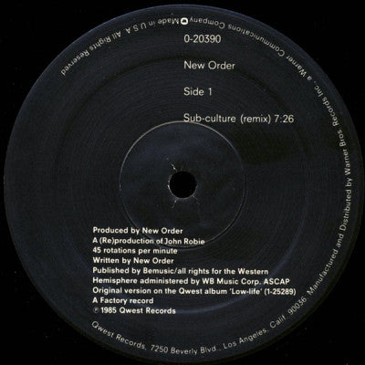 NEW ORDER - Sub-Culture (Remix) / Subvulture / Sub-Culture