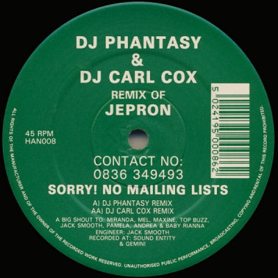 DJ PHANTASY & DJ CARL COX - Remix Of Jepron
