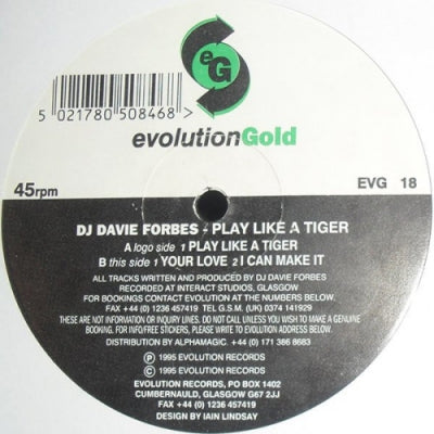 DJ DAVIE FORBES - Play Like A Tiger / Your Love / I Can Make It