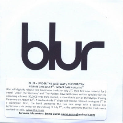 BLUR - Under The Westway / The Puritan