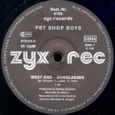 PET SHOP BOYS - West End-Sunglasses / One More Chance