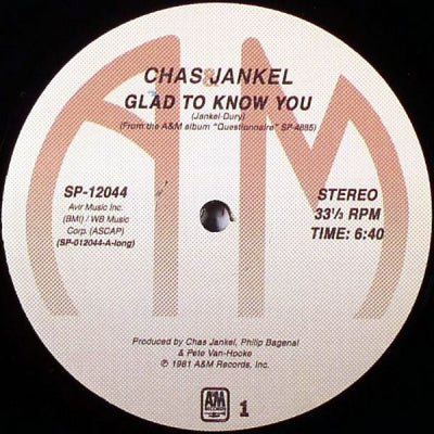 CHAS JANKEL - Glad To Know You / 3.000.000 Synths / Ai No Corrida