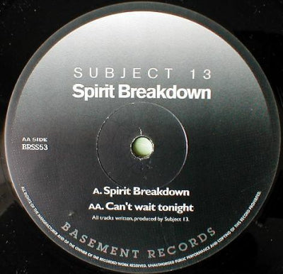 SUBJECT 13 - Spirit Breakdown / Can't Wait Tonight
