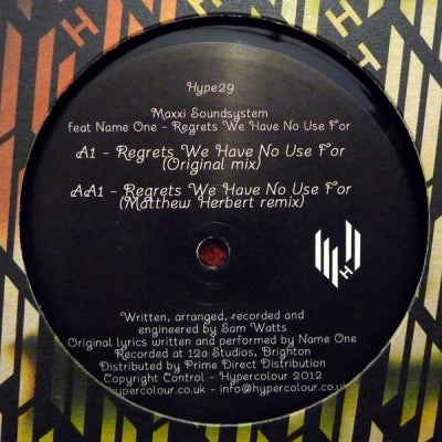 MAXXI SOUNDSYSTEM FEAT NAME ONE - Regrets We Have No Use For
