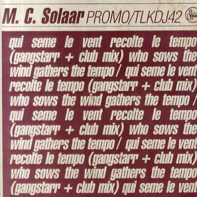 MC SOLAAR - Qui Seme Le Vent Recolte Le Tempo