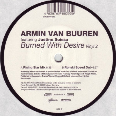 ARMIN VAN BUUREN FEATURING JUSTINE SUISSA - Burned With Desire (Vinyl 2)