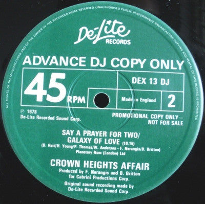 CROWN HEIGHTS AFFAIR - Rock The World / Heavy Lovin' / Say A Prayer For Two / Galaxy Of Love