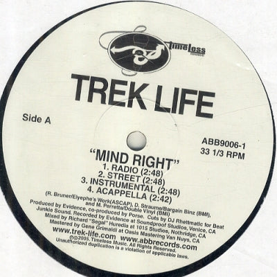 TREK LIFE - Mind Right / All Times