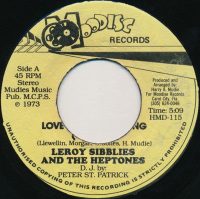 LEROY SIBBLIES AND THE HEPTONES - Love Without Feeling / Jungle Feeling