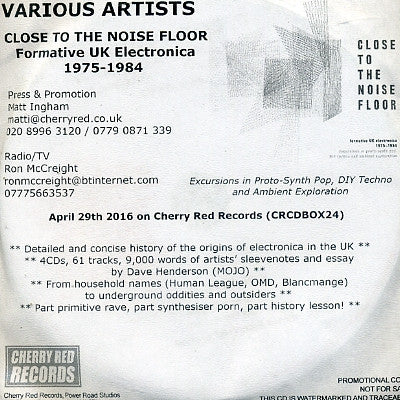 VARIOUS - Close To The Noise Floor - Formative UK Electronica 1975-1084
