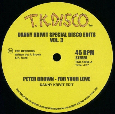 PETER BROWN / JIMMY MCGRIFF - For Your Love / Tailgunner Danny Krivit Special Edits Vol. 3