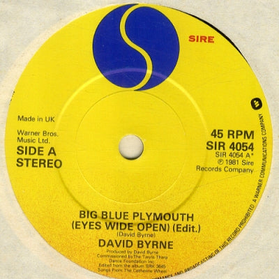 DAVID BYRNE - Big Blue Plymouth (Eyes Wide Open) / Leg Bells
