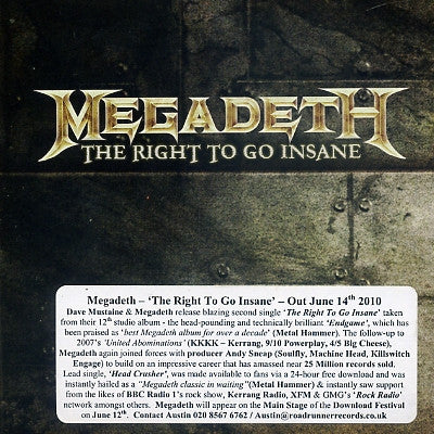 MEGADETH - The Right To Go Insane