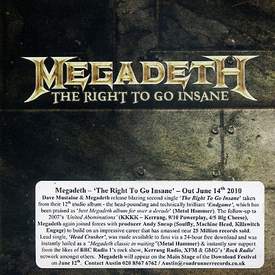 MEGADETH - The Right To Go Insane