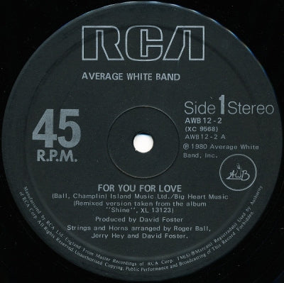 AVERAGE WHITE BAND - For You For Love / Help Is On The Way