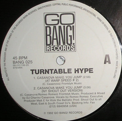 TURNTABLE HYPE FEATURING ROMEO ROMEO - Techno Nation (Vocal Mixes) / Casanova Make You Jump