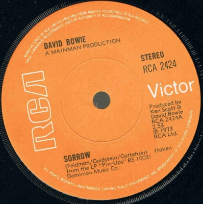 DAVID BOWIE - Sorrow / Amsterdam