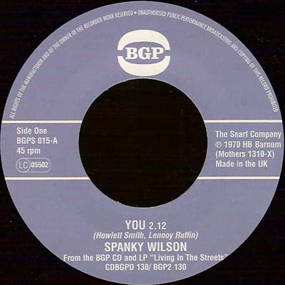 SPANKY WILSON - You / Sunshine Of Your Love