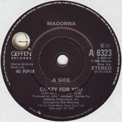 MADONNA / SAMMY HAGAR - Crazy For You / I'll Fall In Love Again