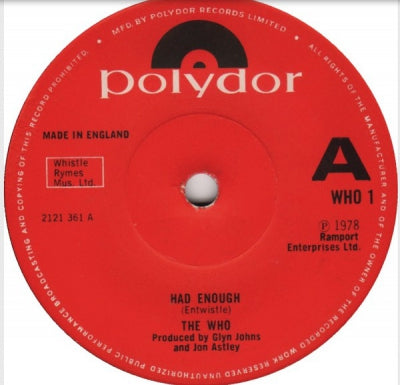THE WHO - Had Enough / Who Are You