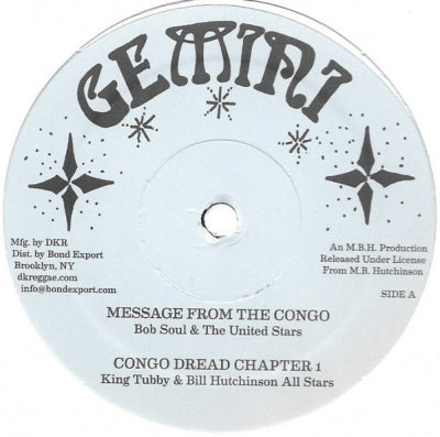 BOB SOUL / BILLY HUTCH - Message From The Congo / Ten Long Years