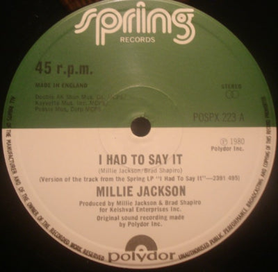 MILLIE JACKSON - I Had To Say It