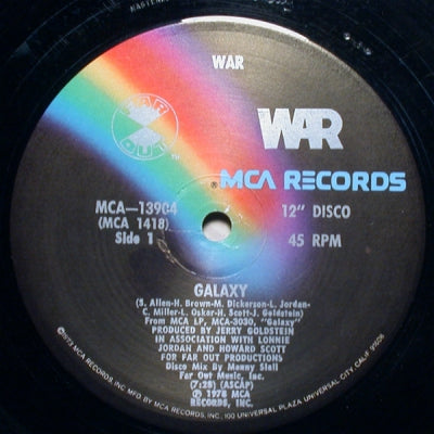 WAR - Galaxy / Junkie To My Music