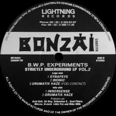 B.W.P. EXPERIMENTS - Strictly Underground EP Vol. 2