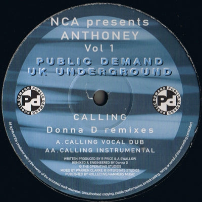 NCA PRESENTS ANTHONEY - Vol. 1 (Donna D Remixes)