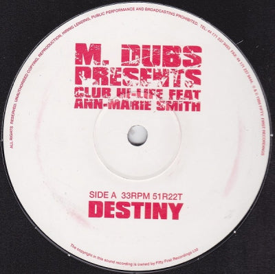 M. DUBS PRESENTS CLUB HI-LIFE FEAT ANN-MARIE SMITH - Destiny