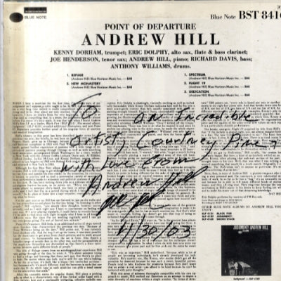 ANDREW HILL - Point Of Departure (Autographed by Andrew Hill).