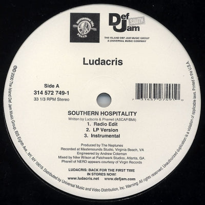 LUDACRIS - Southern Hospitality / Catch Up