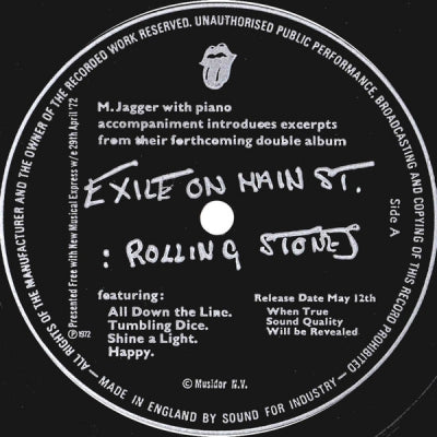 ROLLING STONES / CURVED AIR / FANNY - All Down The Line