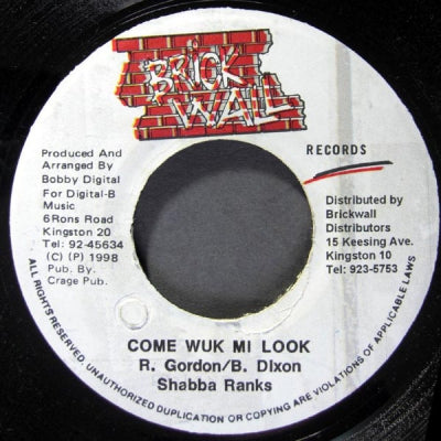 SHABBA RANKS - Come Wuk Mi Look