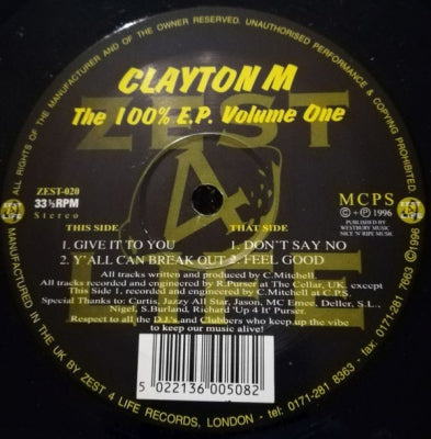 CLAYTON M - The 100% E.P. Volume One
