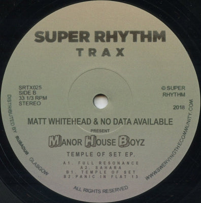 MATT WHITEHEAD & NO DATA AVAILABLE PRESENT MANOR HOUSE BOYZ - Temple Of Set EP