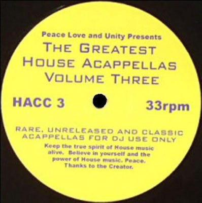 VARIOUS - The Greatest House Acappellas Volume Three