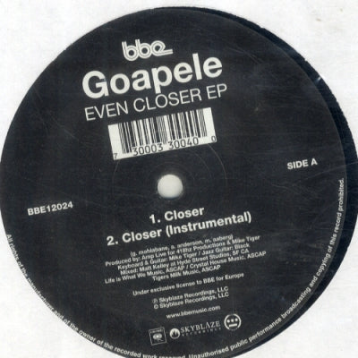 GOAPELE - Even Closer EP